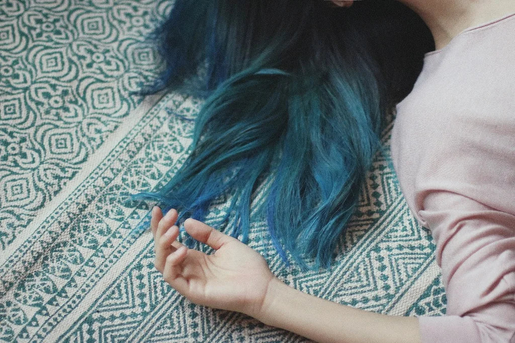 Middle Part Hair(Blue Black)