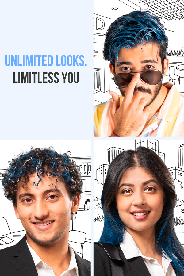 Anveya Euphoria Blue + Champagne Gold | Look#30 - Temporary Hair Color