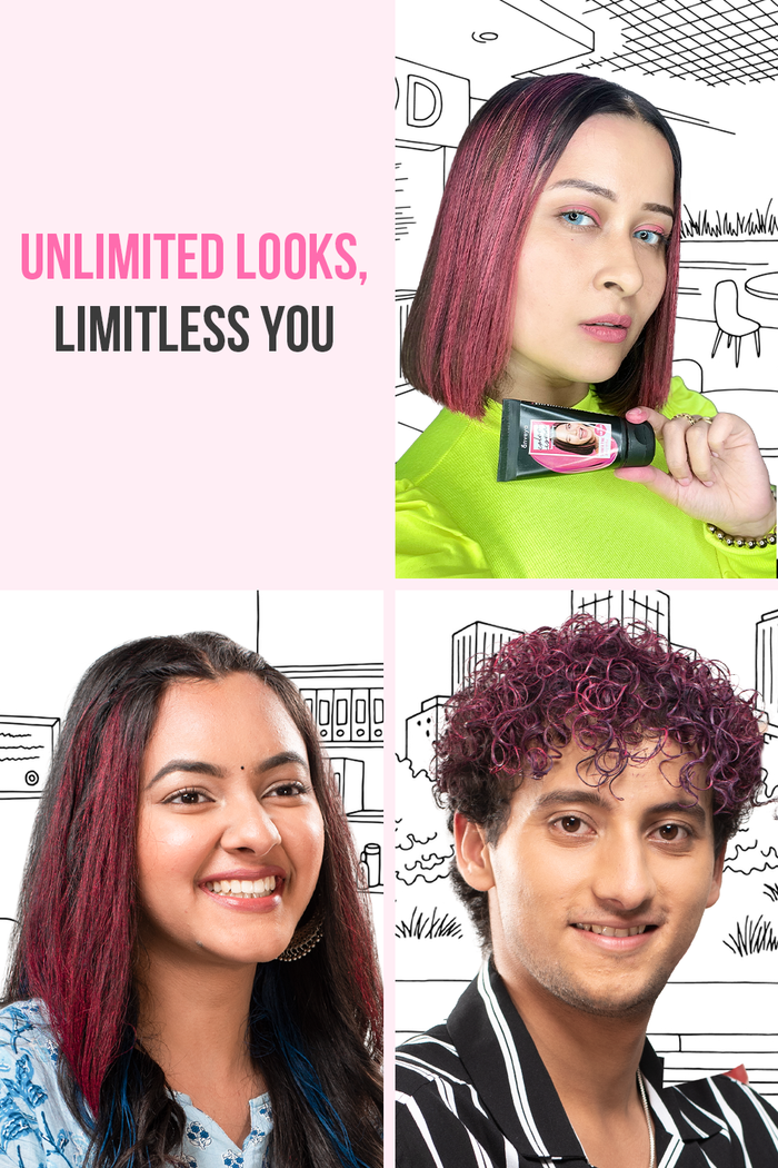 Anveya Unicorn Violet + Electric Red + Galaxy Blue | Look#69 - Temporary Hair Color