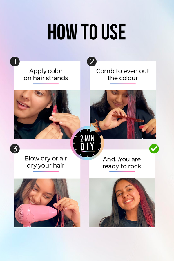 Delhi Colors: Electric Red + Euphoria Blue - Temporary 1-Day 1-Wash Hair Color Makeup