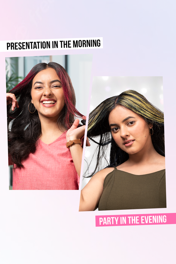 Delhi Colors: Electric Red + Euphoria Blue - Temporary 1-Day 1-Wash Hair Color Makeup