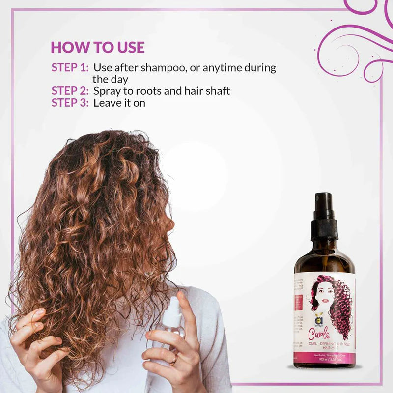 Curls Hair Mist, 100ml for Curl-Defining, Anti-Frizz, Curly Hair