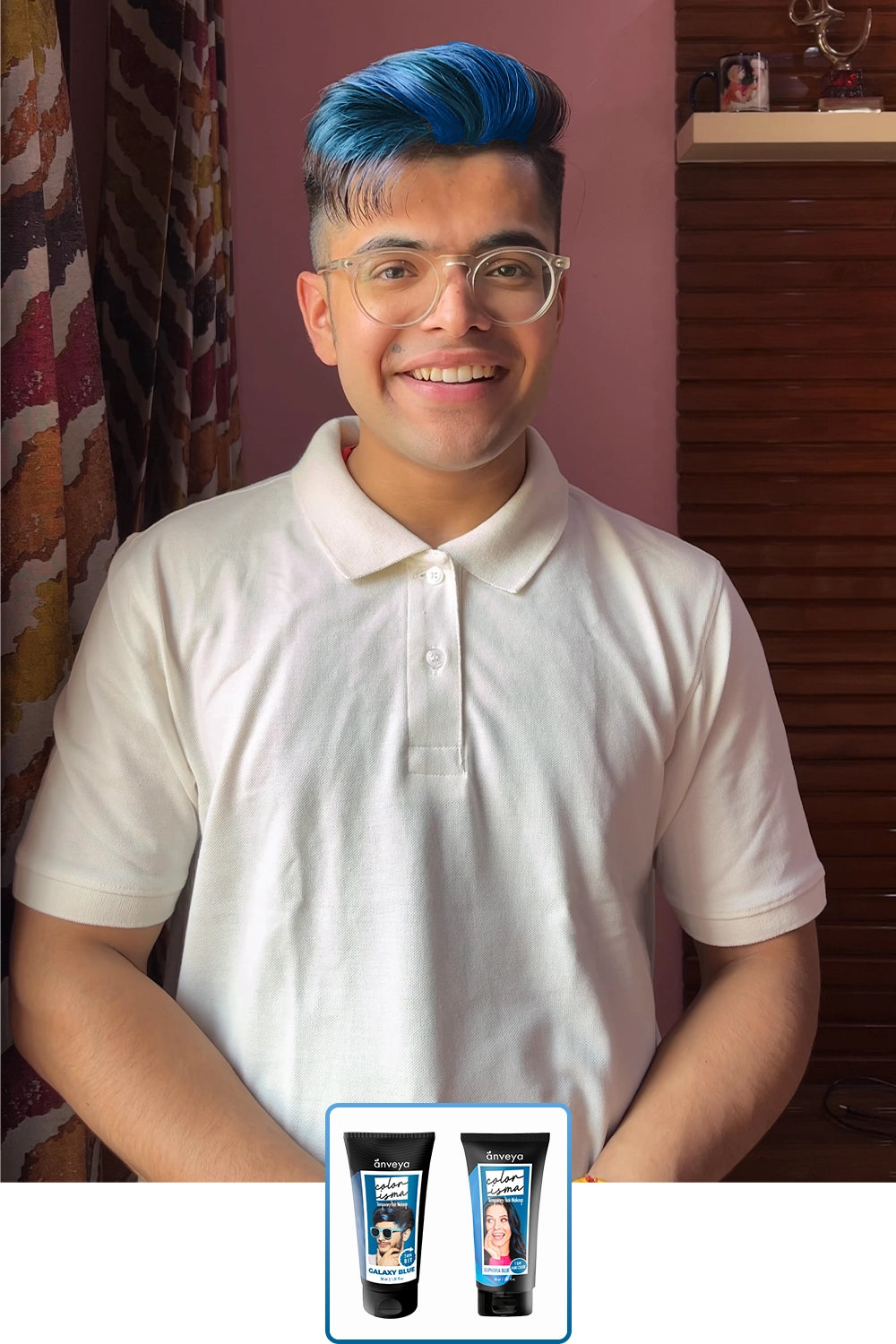 Gujarat Colors: Euphoria Blue + Galaxy Blue - Temporary 1-Day 1-Wash Hair Color Makeup