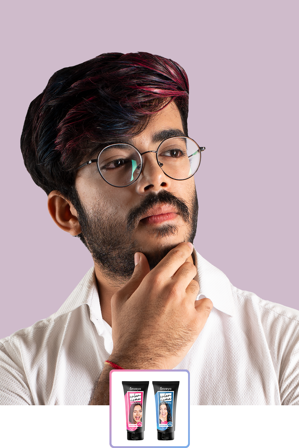 Anveya Euphoria Blue + Summer Pink | Look#1 - Temporary Hair Color