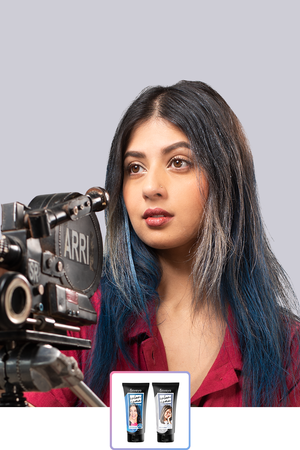 Anveya Euphoria Blue + Disco Platinum | Look#21 - Temporary Hair Color