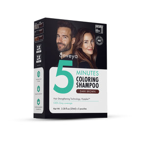 Anveya 5-Minutes Coloring Shampoo Dark Brown (Pack Of 2), 200ml