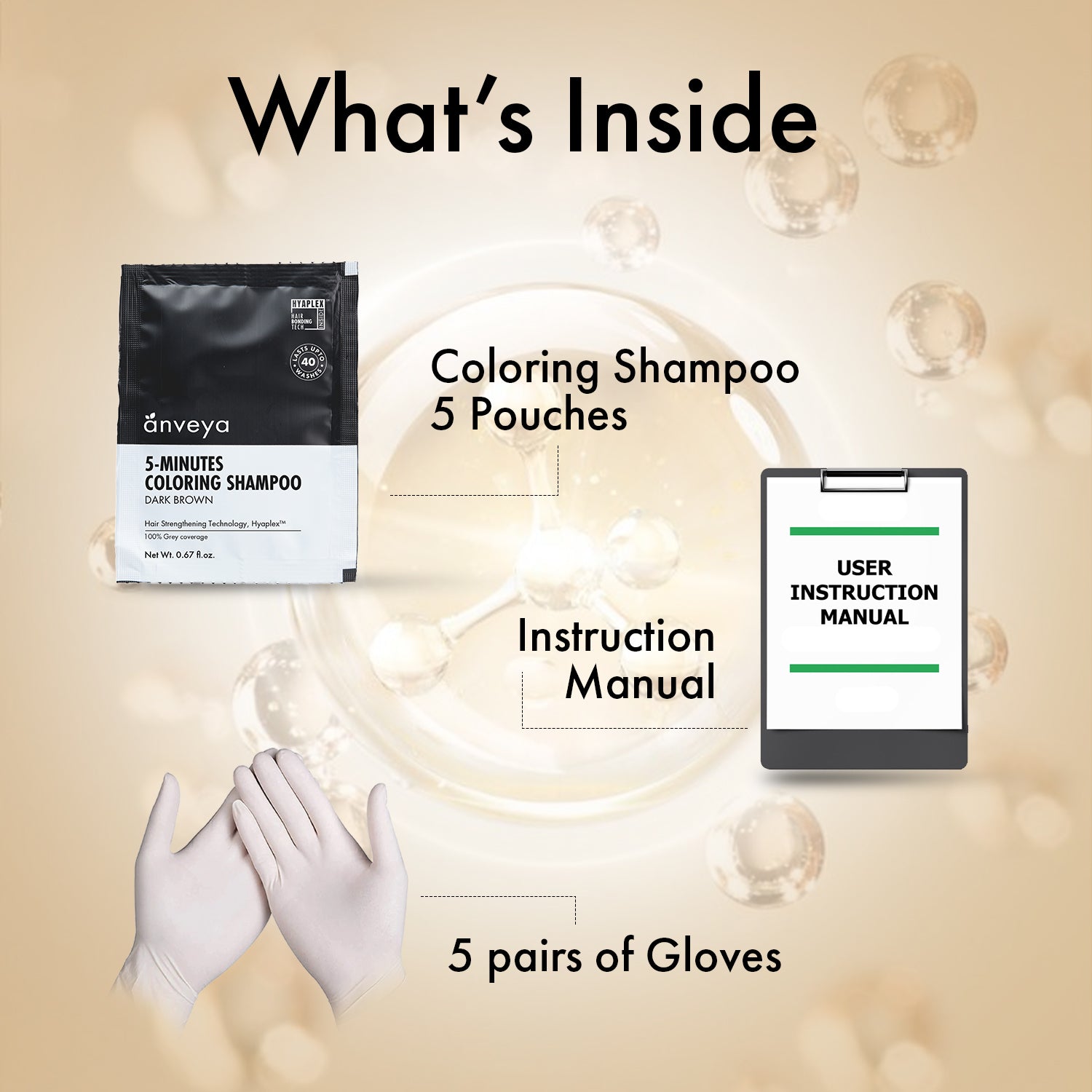 Anveya 5-Minutes Coloring Shampoo Natural Black (Pack Of 2), 200ml