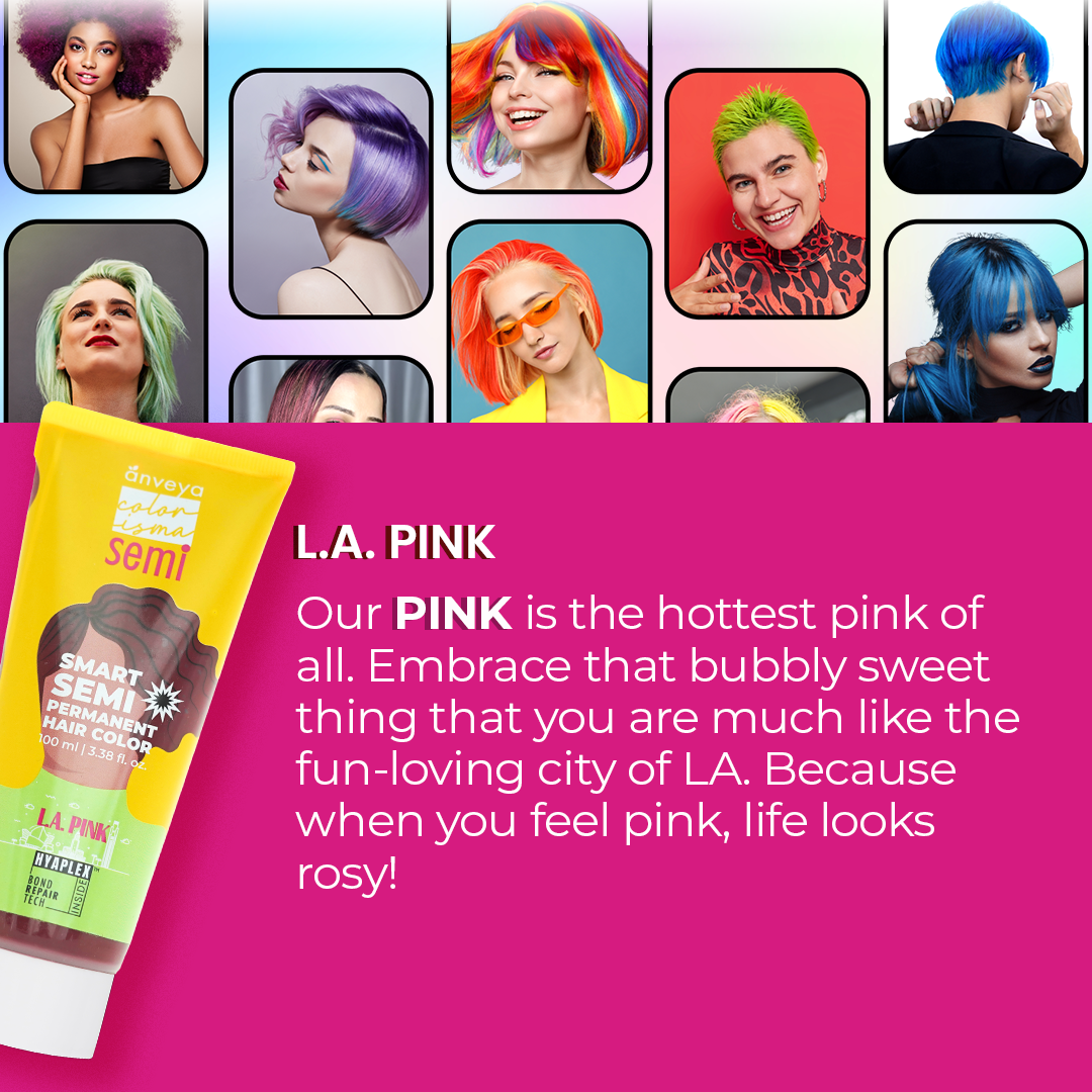 Anveya LA Pink Semi Permanent Hair Color, 100ml