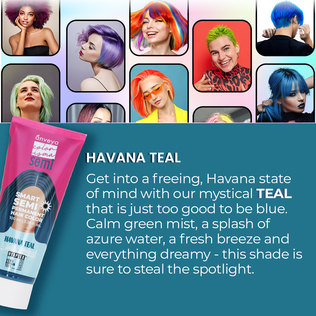 Anveya Havana Teal Semi Permanent Hair Color, 100ml