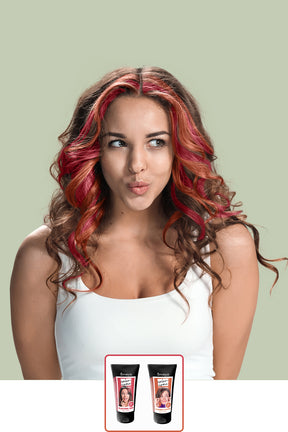 Hyderabad Colors: Electric Red + Flaming Copper - Temporary 1-Day 1-Wash Hair Color Makeup