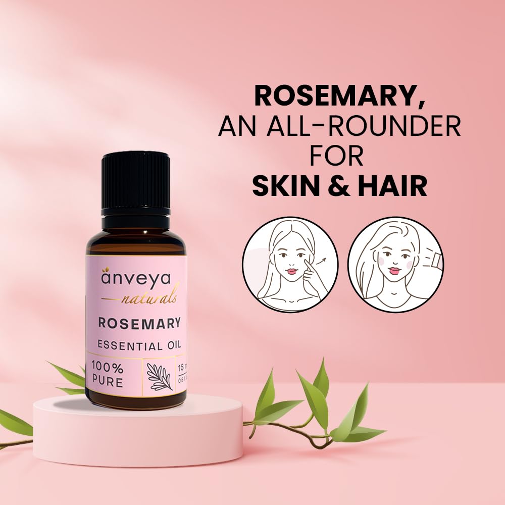 Rosemary Essential Oil | Promotes Hair Growth Manages Dandruff & Targets Dry and Damaged Hair | 15 ml