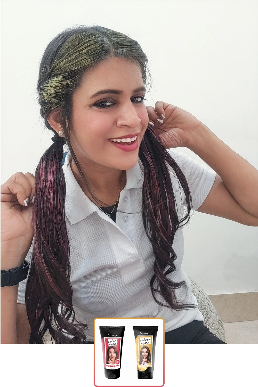 Bangalore Colors: Electric Red + Champagne Gold - Temporary 1-Day 1-Wash Hair Color Makeup
