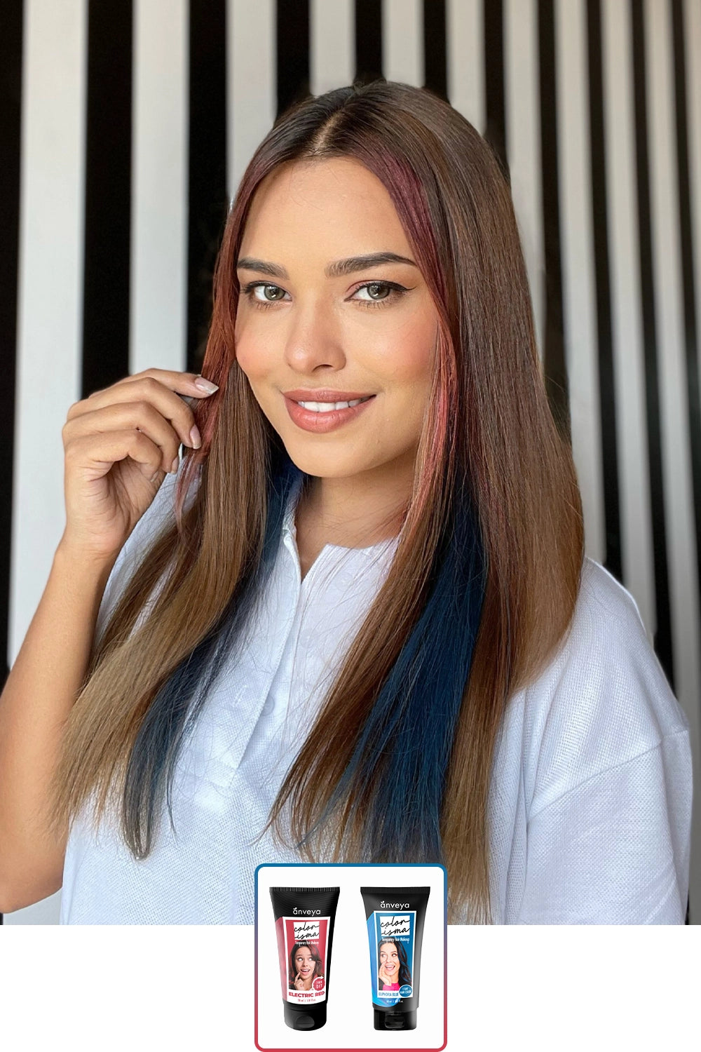 Delhi Colors: Electric Red + Euphoria Blue - Temporary 1-Day 1-Wash Hair Color Makeup