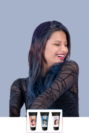 Anveya Galaxy Blue + Flaming Copper + Unicorn Violet | Look#71- Temporary Hair Color
