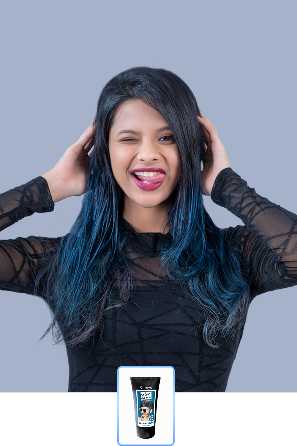 Anveya Galaxy Blue | Look#53 - Temporary Hair Color