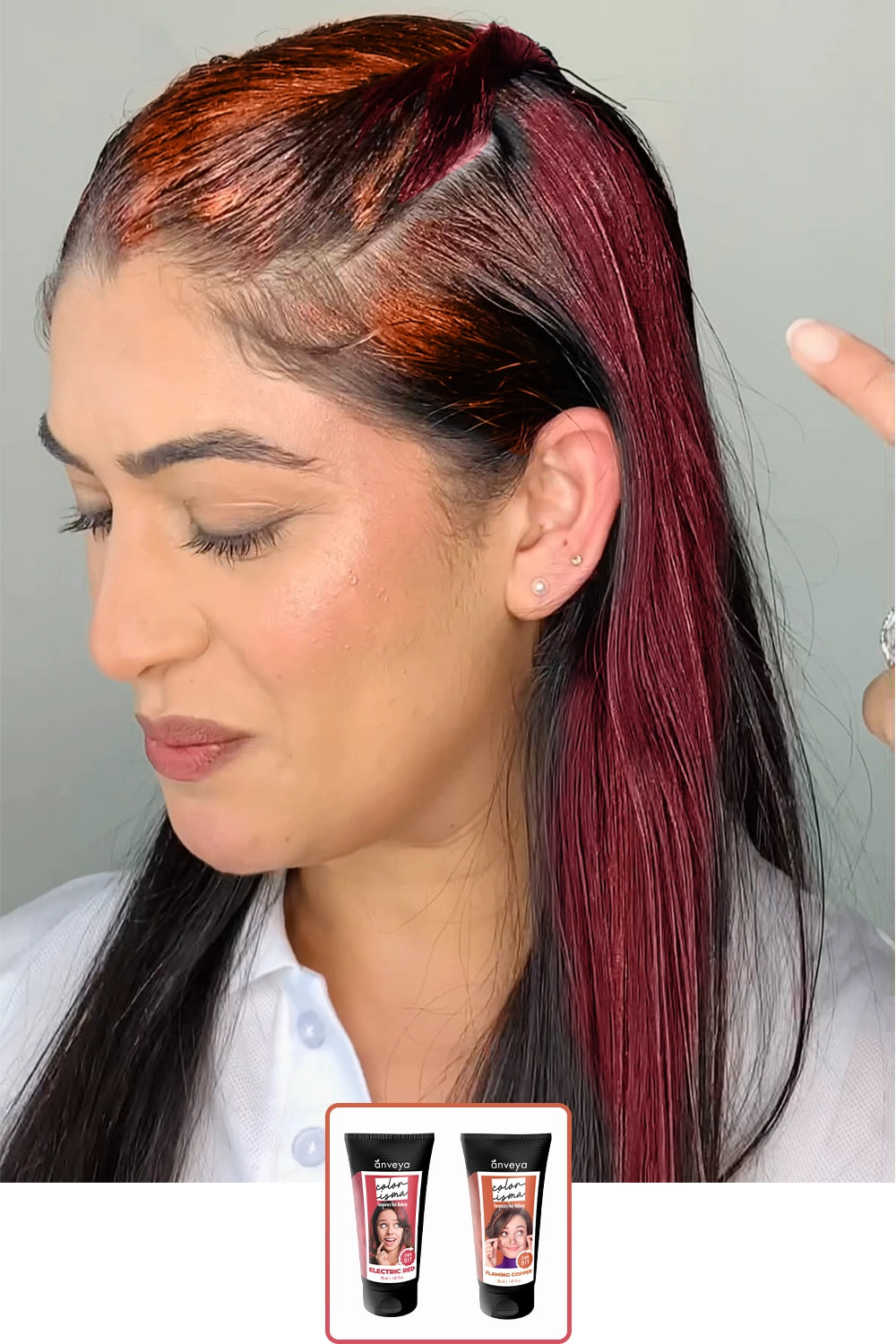 Hyderabad Colors: Electric Red + Flaming Copper - Temporary 1-Day 1-Wash Hair Color Makeup
