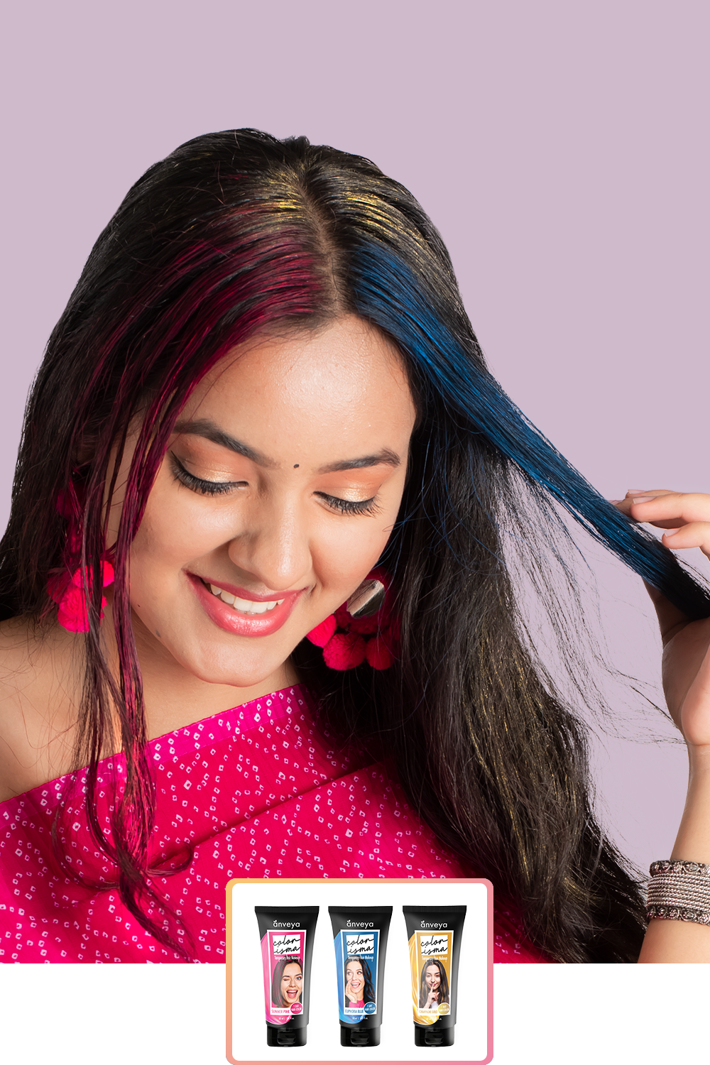 Anveya Euphoria Blue + Summer Pink + Champagne Gold | Look#3 - Temporary Hair Color