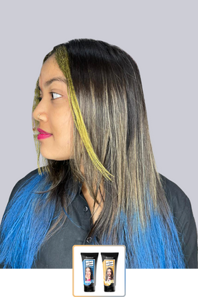 Anveya Euphoria Blue + Champagne Gold | Look#45 - Temporary Hair Color