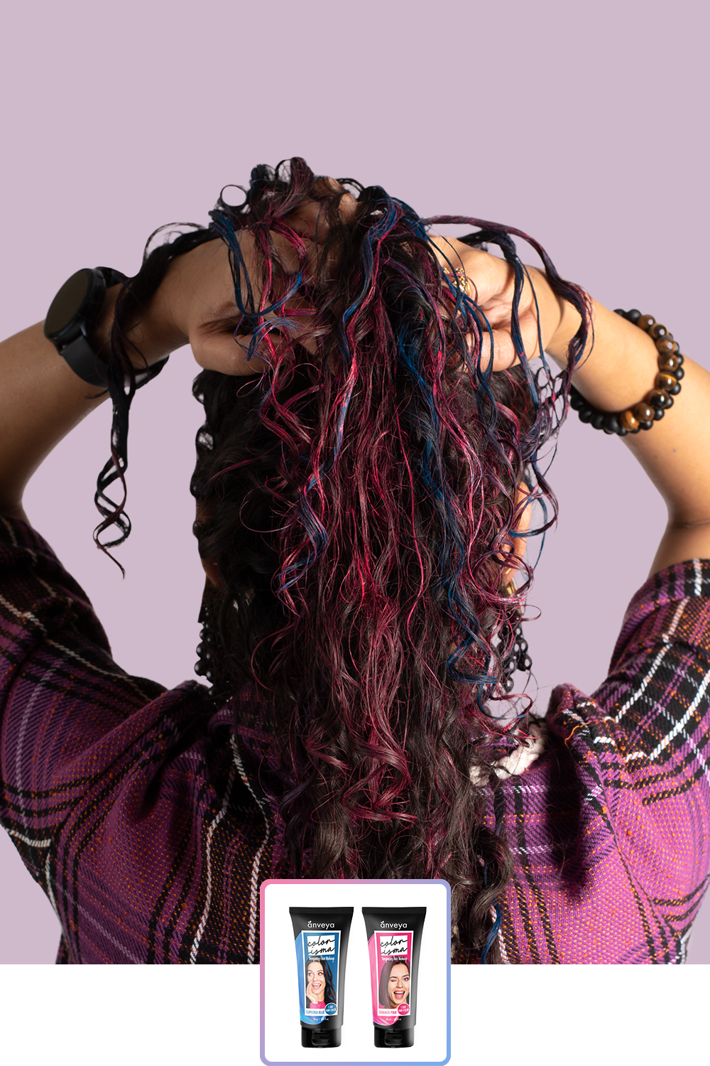 Anveya Euphoria Blue+Summer Pink | Look#5 - Temporary Hair Color