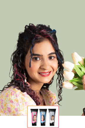 Anveya Euphoria Blue + Summer Pink + Disco Platinum | Look#8 - Temporary Hair Color