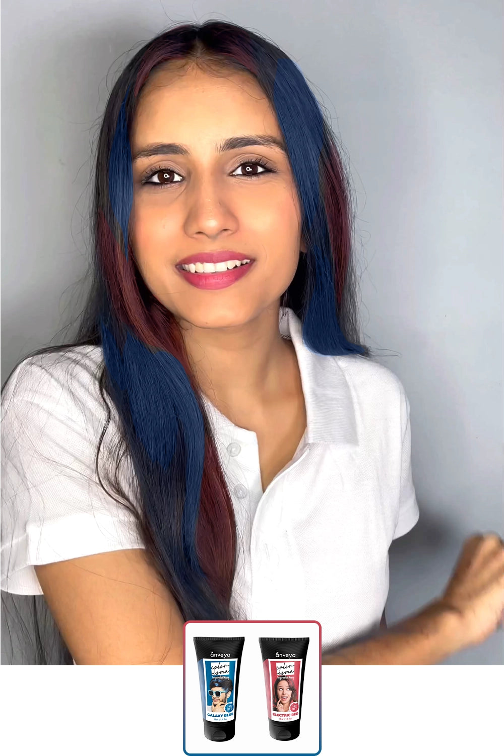 Lucknow Colors: Electric Red + Galaxy Blue - Temporary 1-Day 1-Wash Hair Color Makeup