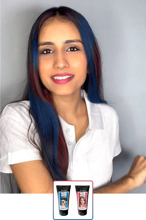 Lucknow Colors: Electric Red + Galaxy Blue - Temporary 1-Day 1-Wash Hair Color Makeup