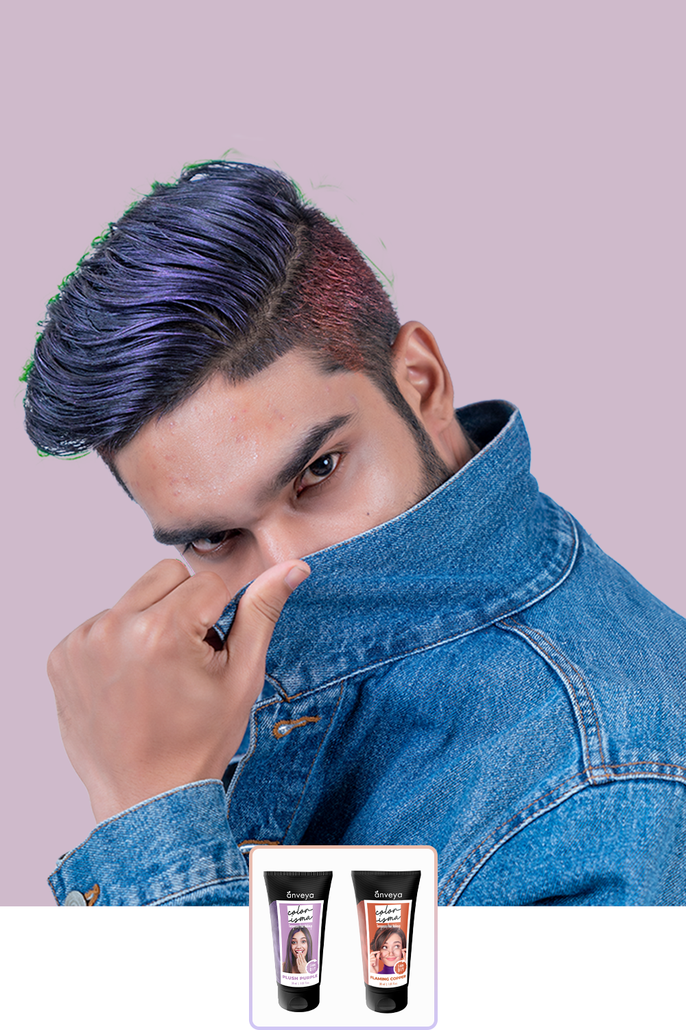 Anveya Flaming Copper + Plush Purple | Look#66 - Temporary Hair Color