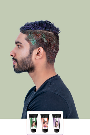 Anveya Mermaid Green + Flaming Copper + Plush Purple | Look#63 - Temporary Hair Color