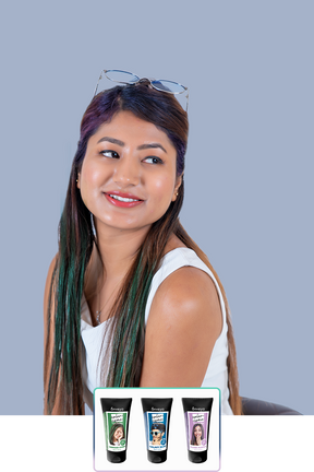 Anveya Mermaid Green + Galaxy Blue + Plush Purple  | Look#59 - Temporary Hair Color