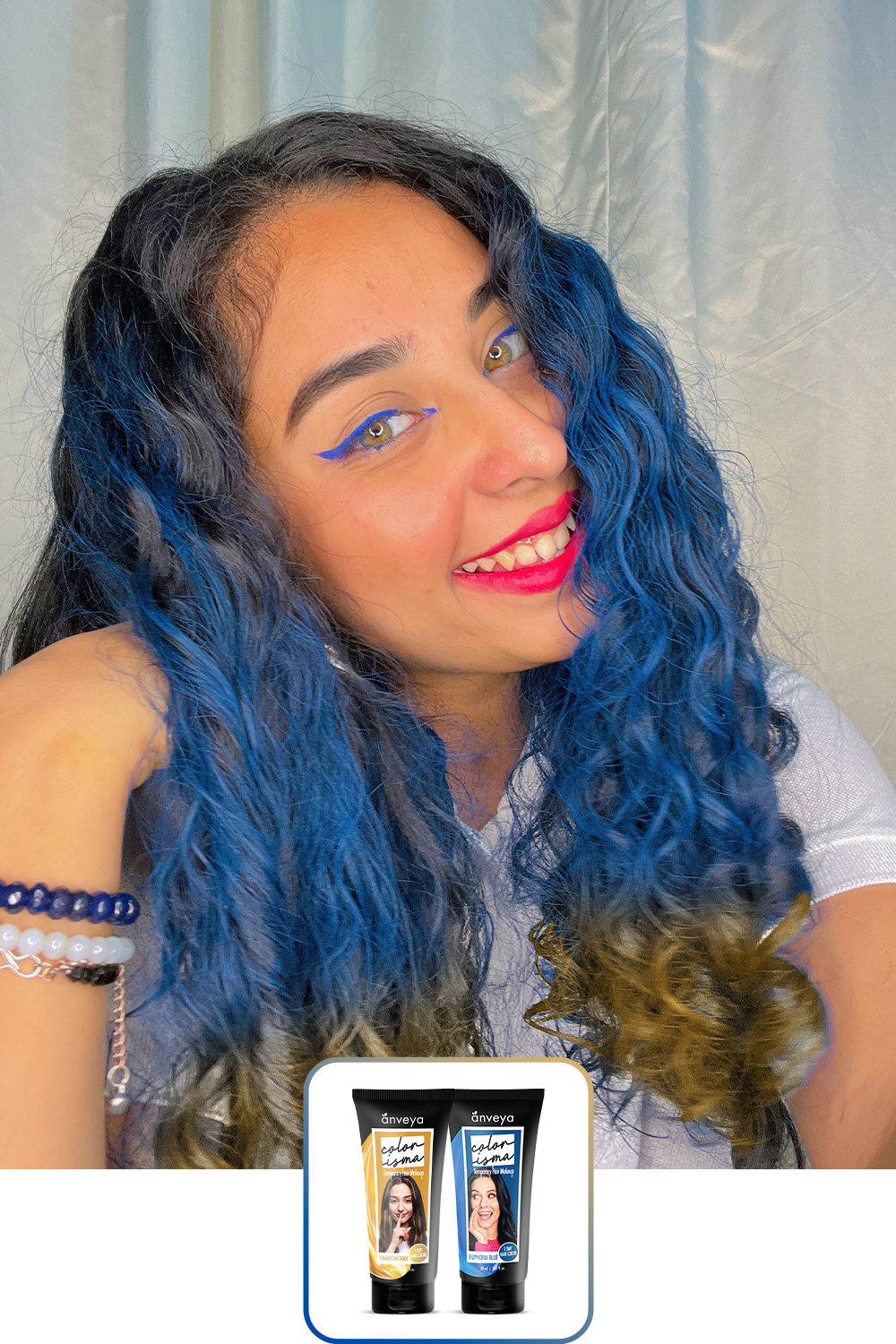 Anveya Euphoria Blue & Champagne Gold | Look#29 - Temporary Hair Color