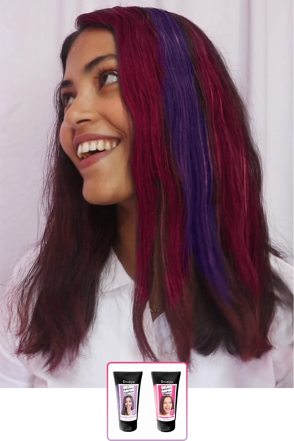 Rajasthan Colors: Plush Purple + Summer Pink - Temporary 1-Day 1-Wash Hair Color Makeup