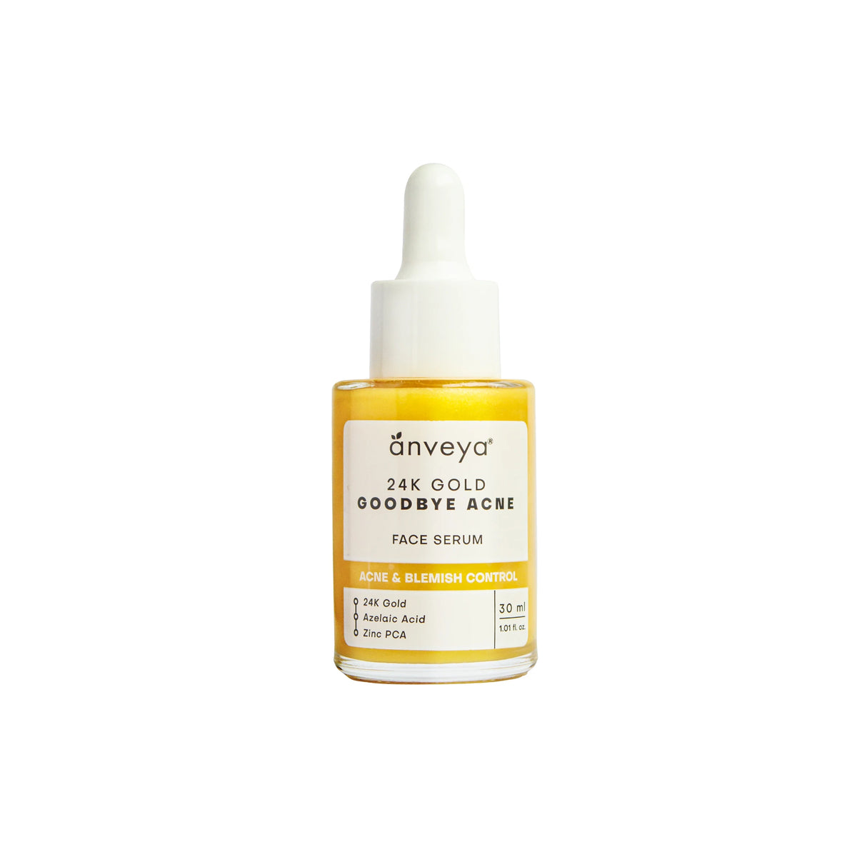 Anveya Goodbye Acne Serum, 30ml For All Skin Types | 24K Gold Serum | Remove Acne Scars, Pimple Marks & Pore Tightening