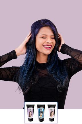 Anveya Unicorn Violet + Plush Purple + Galaxy Blue | Look#56 - Temporary Hair Color