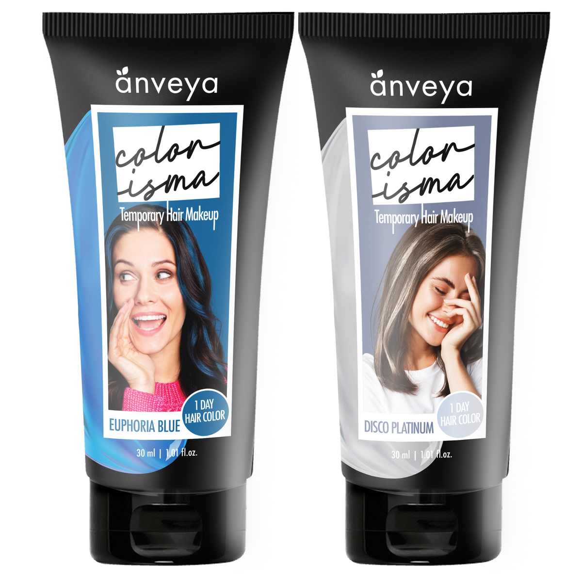 Anveya Colorisma Euphoria Blue and Disco Platinum Temporary Hair Color, 30ml each