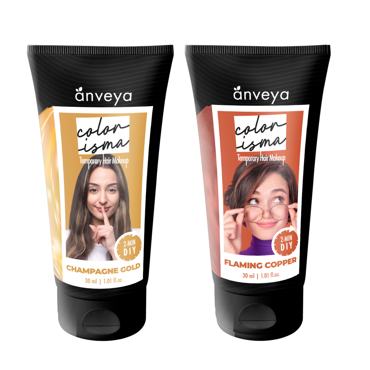 Anveya Colorisma Flamming Copper, Champagne Gold Temporary Hair Color, 30ml each