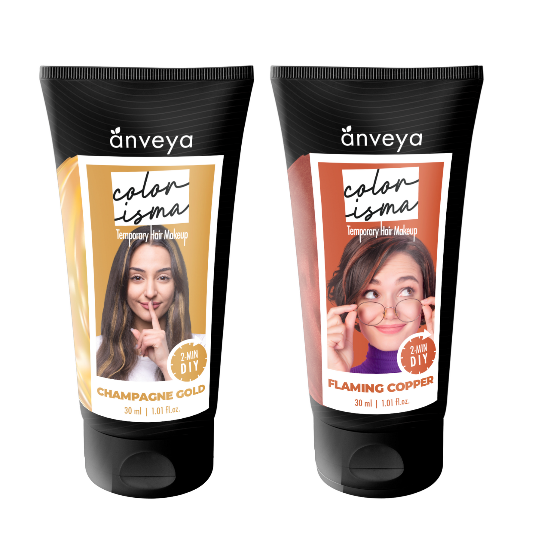 Anveya Colorisma Flamming Copper, Champagne Gold Temporary Hair Color, 30ml each