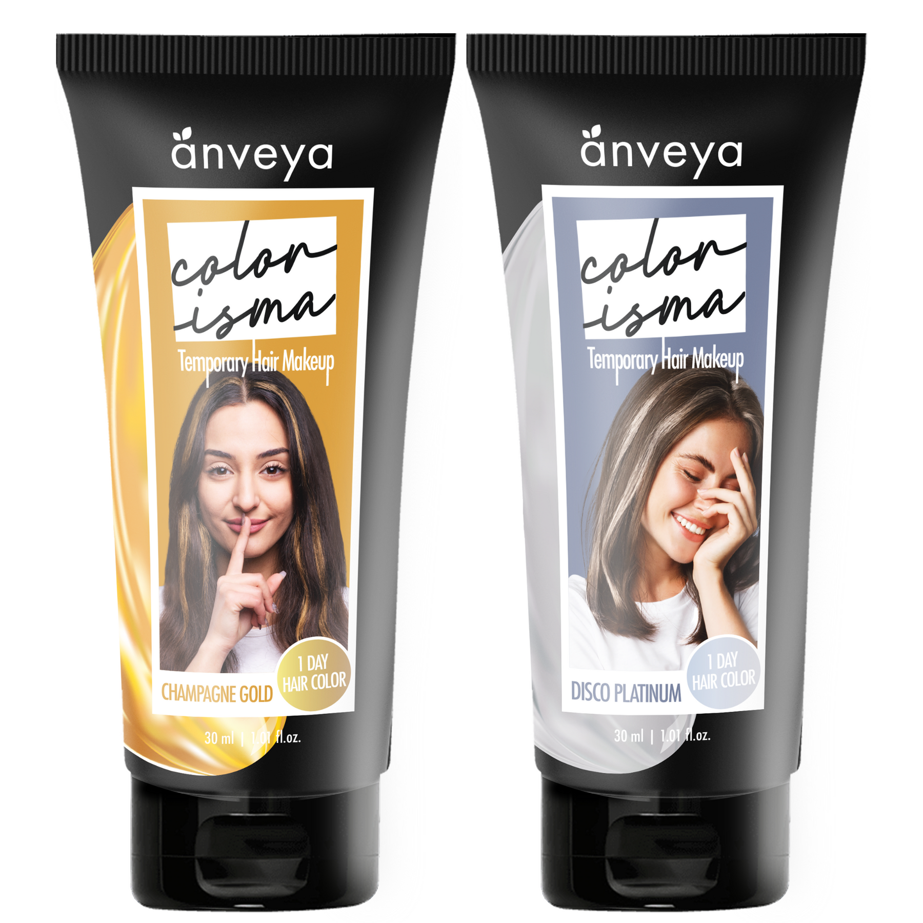 Anveya Colorisma Champagne Gold and Disco Platinum Temporary Hair Color, 30ml Each