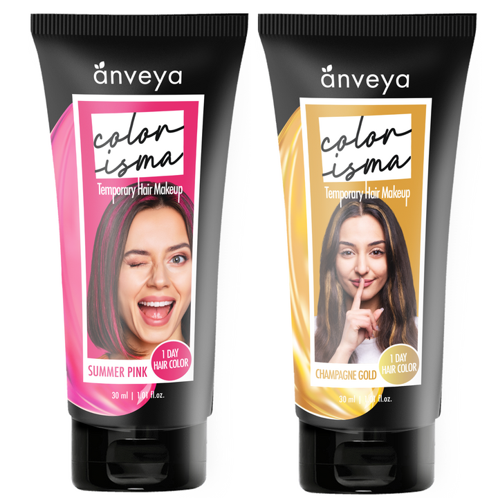 Anveya Colorisma Summer Pink and Champagne Gold Temporary Hair Color, 30ml each