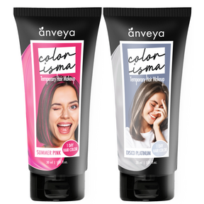 Anveya Colorisma Summer Pink and Disco Platinum Temporary Hair Color, 30ml Each