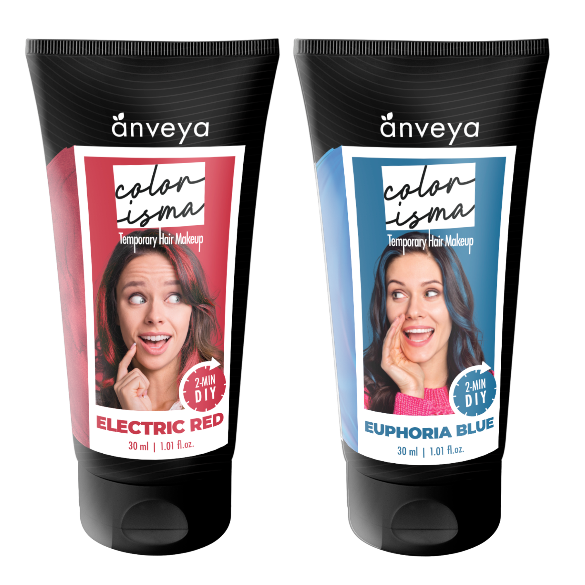 Anveya Colorisma Electric Red and Euphoria Blue Temporary Hair Color, 30ml each