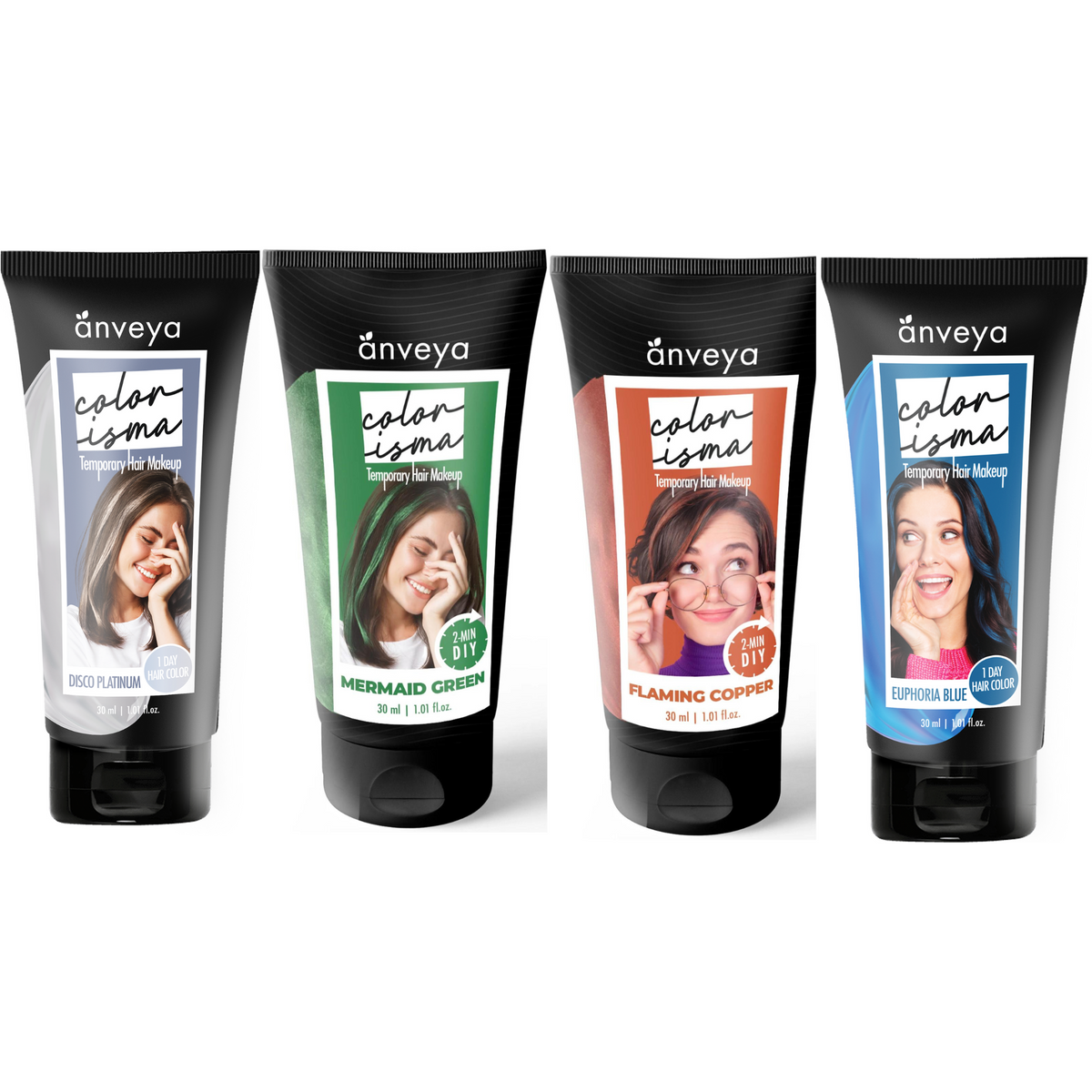 Anveya Colorisma TryColor Kit - Temporary Hair Color, 30ml each